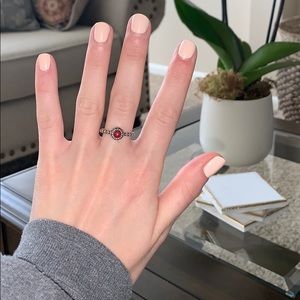 Pandora birthday blooms ring (July: Carnelian)